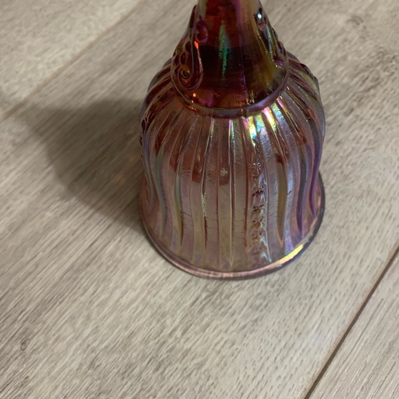 Fenton Pink Temple Iridescent Bell.  Measures 6 3/4” H w/ a 3 1/8” Opening. - Picture 2 of 9